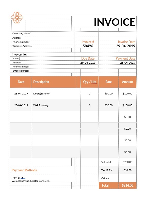 Exterior Design Invoice Template PSD template